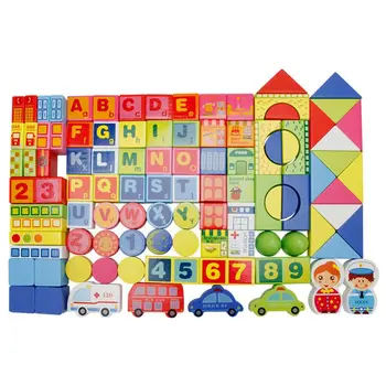 

ABWE Best Sale MWZ 160pcs Children Wooden Building Blocks City traffic scene Education and Learning Toys