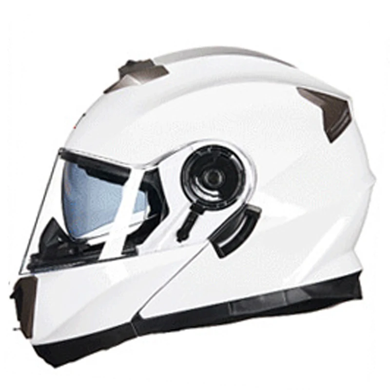 GXT зимний модульный мотоциклетный шлем Vcoros Анти-туман солнцезащитный козырек флип-ап гоночный мото rbike шлем Мужской Полный лицевой Мото шлем - Цвет: Gloss white