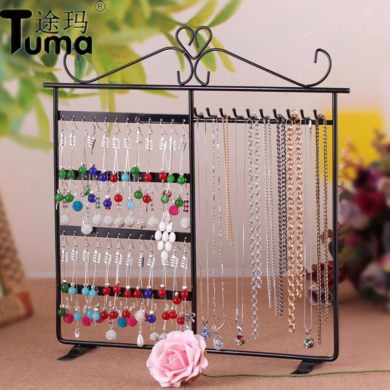 Aretes de hierro para collares, bastidores de almacenamiento de joyería, pendientes de princesa, soporte presentación de joyería, estilo europeo, 48 10 ganchos|10 hook|earrings rackjewelry display - AliExpress