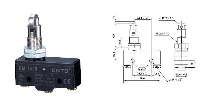 Высокое качество CNTD CM-1309 микро-переключатель/концевой переключатель Ui 380V Ith 15A для электрического вилочный погрузчик инструмент