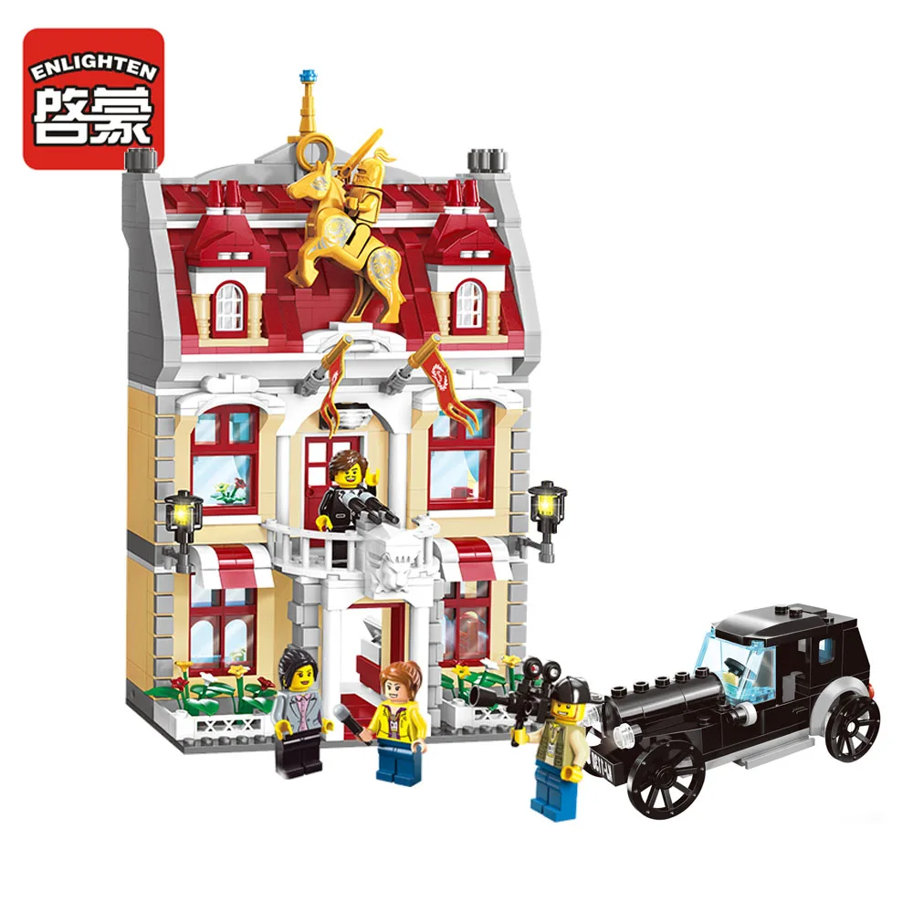 

Enlighten Building Block City Town City Hall 4 Figures 742pcs MOC Educational Brick - No Retail Box