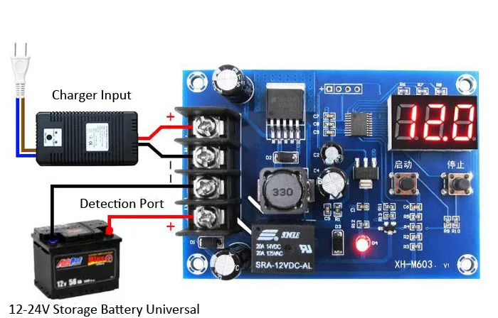 XH-M603 плата защиты батареи Модуль управления зарядкой 12-24V хранение литиевых зарядных устройств переключатель управления