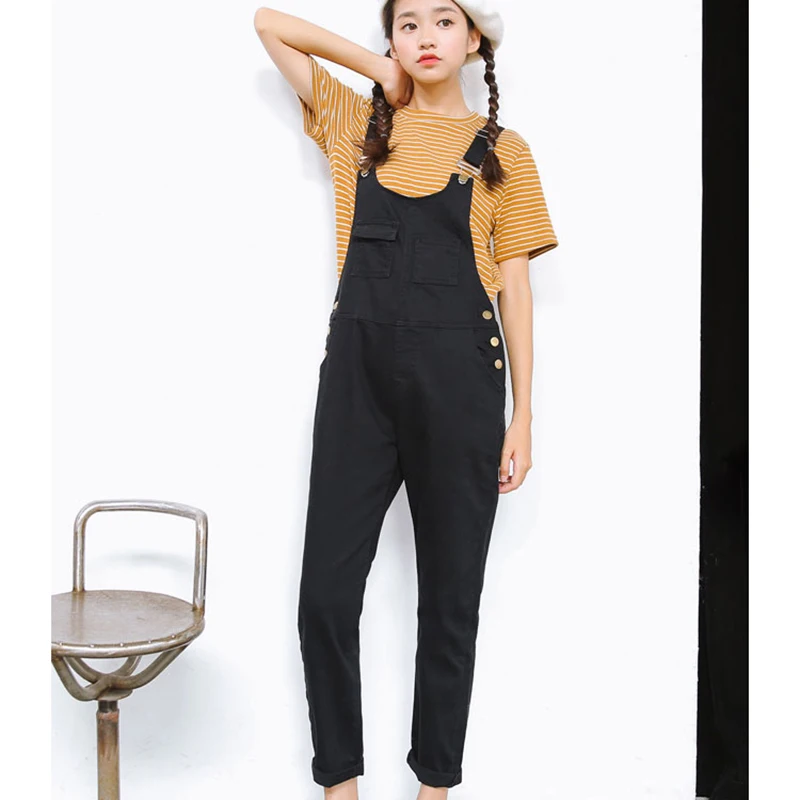 womens black denim jumpsuit