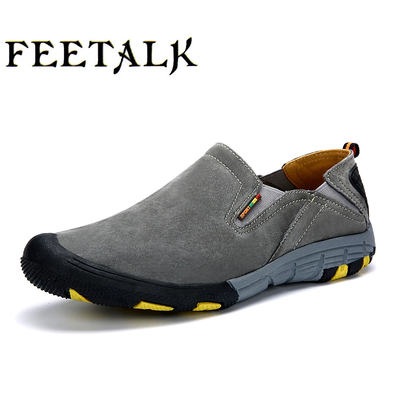 

Hiking Shoes Men Brand Leather Outdoor Trekking Sneakers Men 2017 Spring Autumn Slip On Men Mountain Climbing Shoes