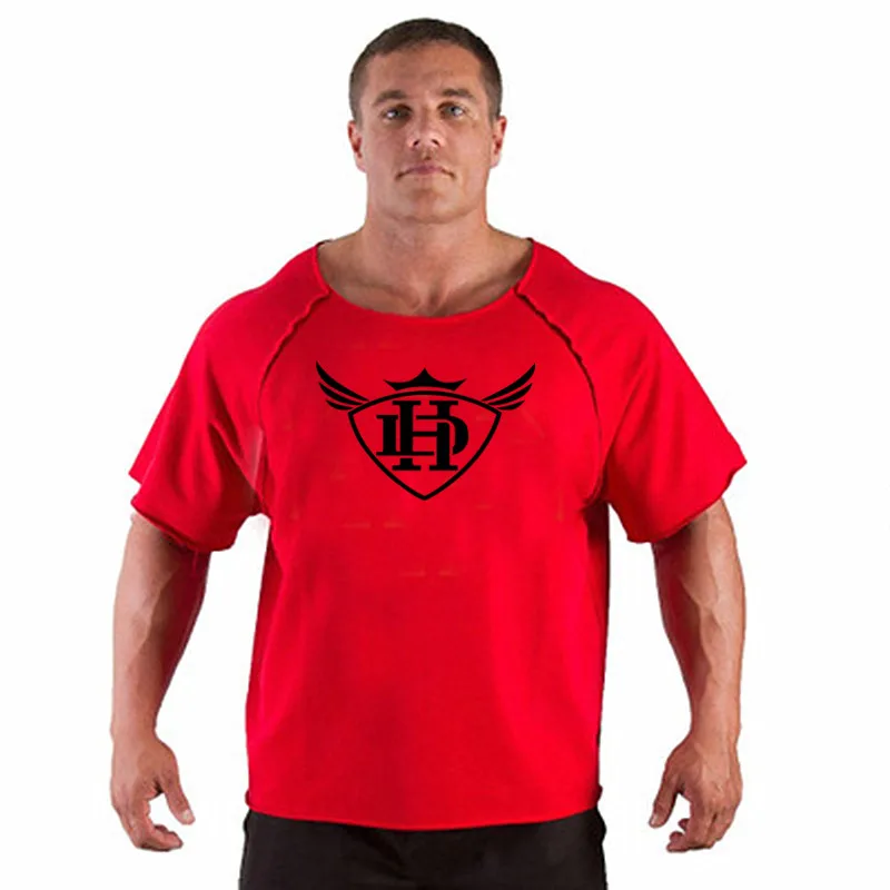 Новая модная брендовая хлопковая футболка, мужская майка для фитнеса, мужские Спортзалы, бодибилдинг, спортивные топы для фитнеса, тяжелая атлетика - Цвет: HP red