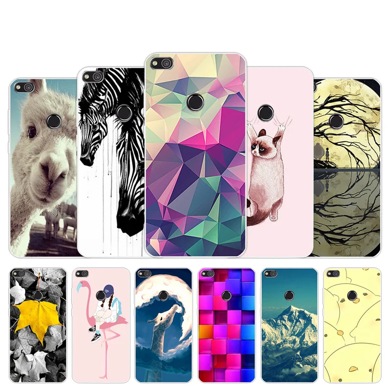 

Soft Silicon Case For Huawei P8 lite 2017 5.2" Back Cover Geometry Design For Huawei Honor 8 lite / P9 Lite 2017 Protection