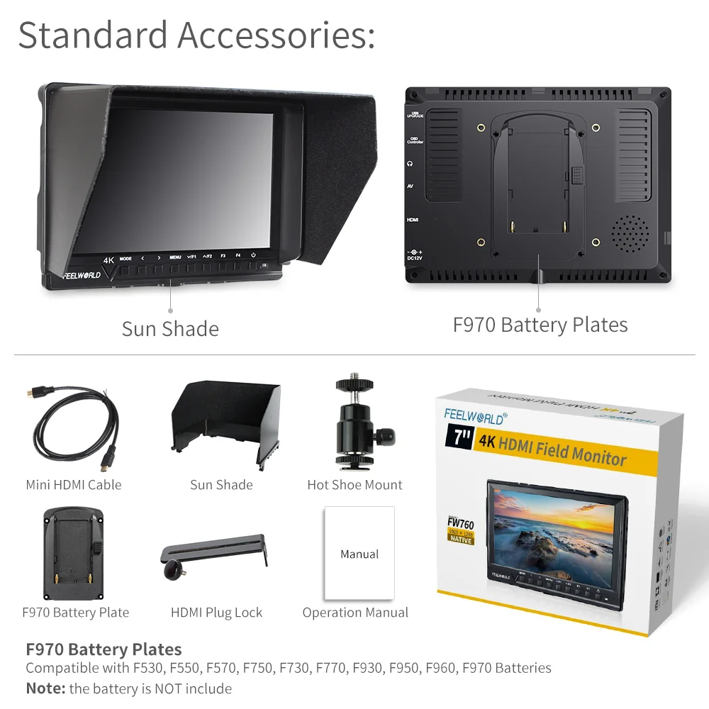 7 Inch IPS Full HD 1920x1200 4K HDMI Camera Monitor for DSLR Rig Peaking Focus Assist Histogram Exposure portable monitor dslr field monitor