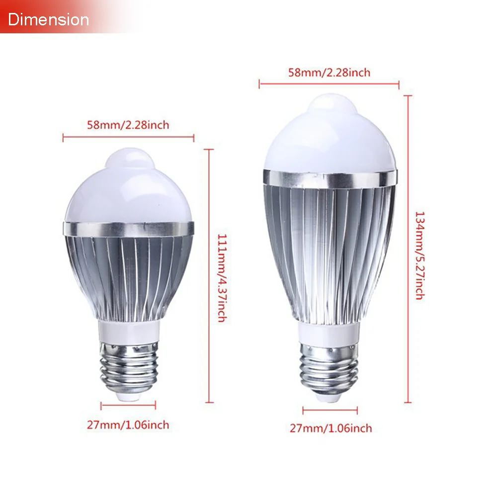 E27 светодиодные лампы 5 Вт 7 Вт с пассивным ИК-датчиком, светодиодами свет Автоматическое включение/выключение PIR инфракрасное Обнаружение движения AC85-265V теплый белый SMD5730 Alumimun UW