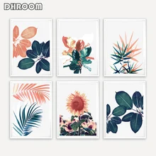 DHROOM Tropical Leaf Print Palm Sunflower Canvas Art Painting Green Leaves Wall Art Wall Pictures for Living Room Poster Art DHROOM Tropical Leaf Print Palm Sunflower Canvas Art Painting Green Leaves Wall Art Wall Pictures for Living Room Poster Art