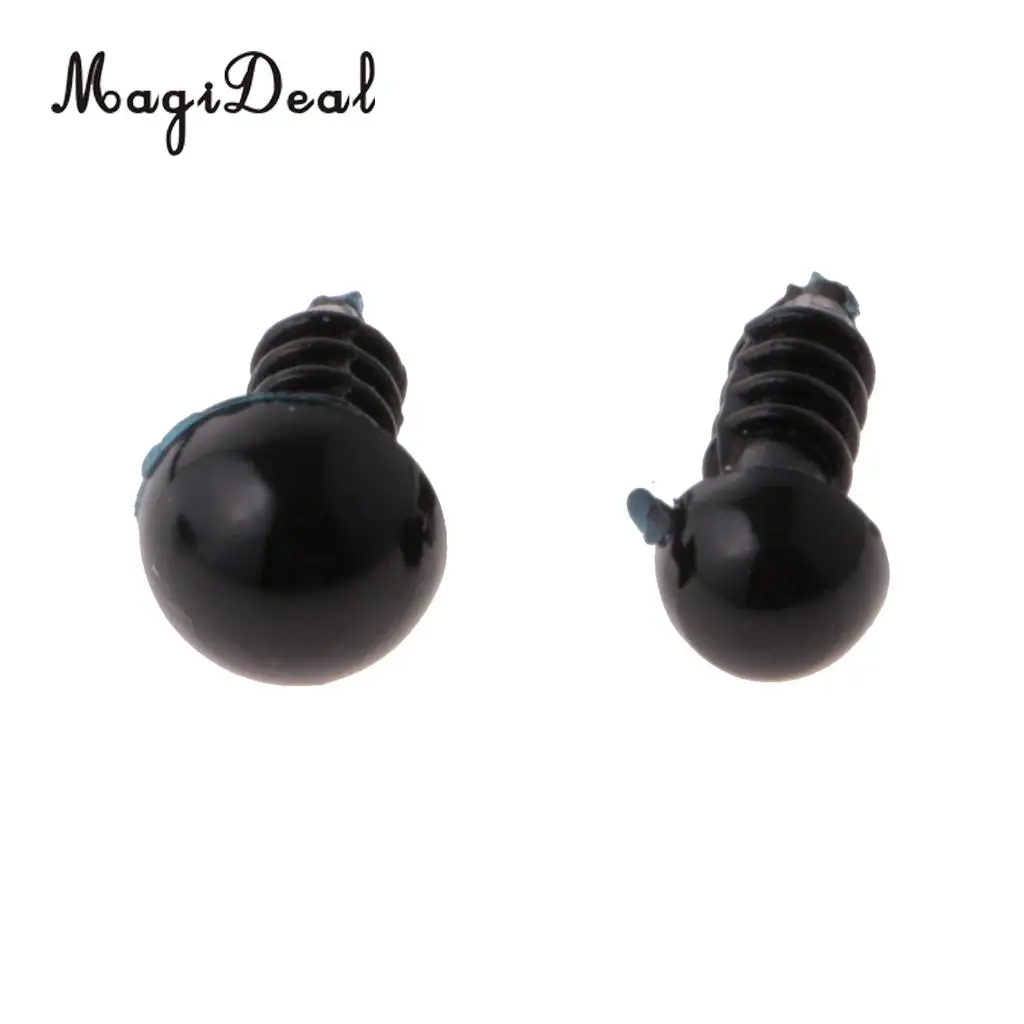 MagiDeal 200 Pieces 6mm 8mm Black Safety Eyes for DIY Teddy Bear Soft Toys Animal Mask Doll