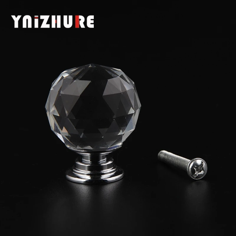 Ynizhure 30 ملليمتر جودة الكريستال الكرة تصميم واضح كريستال زجاج دولاب درج سحب المطبخ خزانة خزانة مقابض hardwa