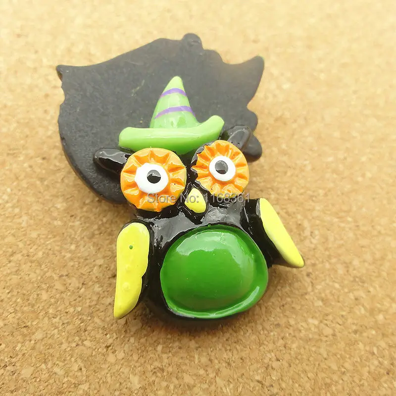 1pcs/lot resin flat back Halloween cruel green owl cartoon animal 29mm Cabochons Hair Bow Center DIY Christmas decration C114-8