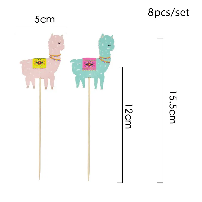 8Pcs Alpaca Paper Cups Disposable Pink Light Green Tableware Paper Straws Cup Plates Kids Birthday Party Decoration PAT96 (18)