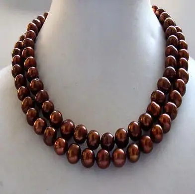 strands clasp pearl elegant mm necklace chocolate inch sea double silver south
