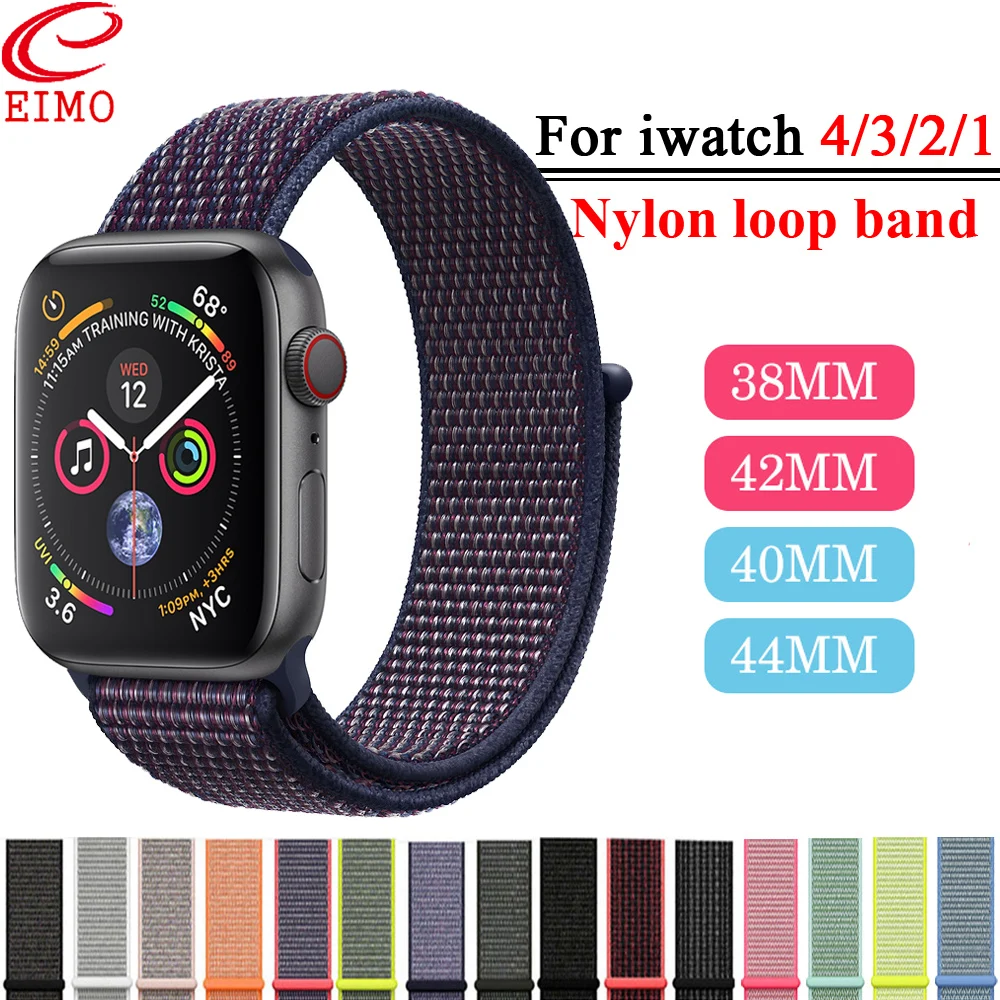 

EIMO Sport Loop Strap For Apple Watch band 4 3 Iwatch band 42mm 44mm 38mm 40mm Correa Bracelet Soft breathable Woven Nylon band