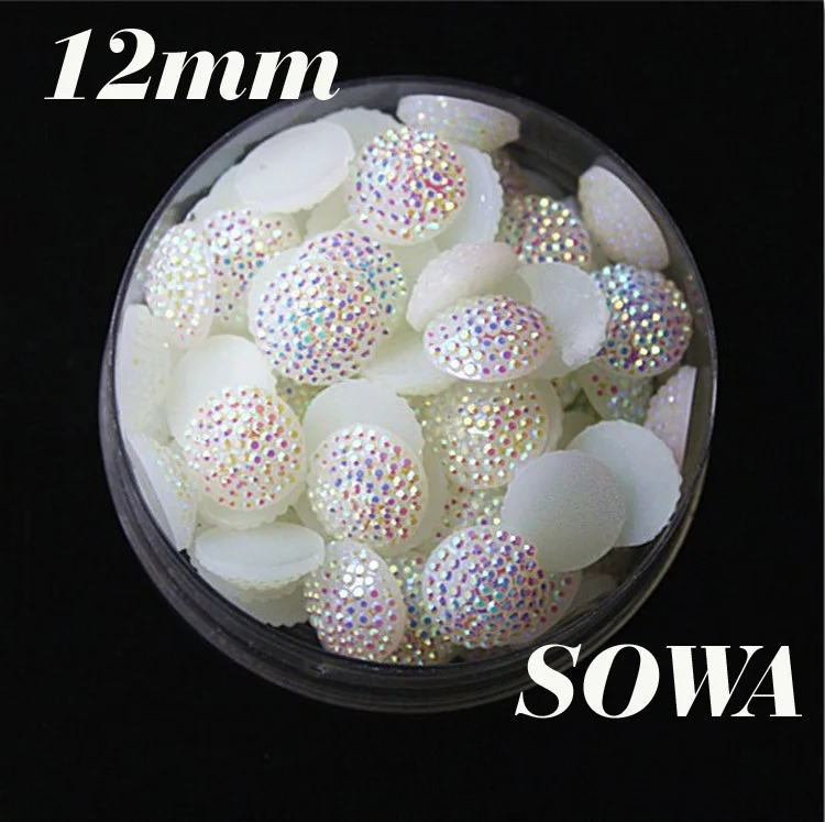 

New! Free Shipping 100pcs/bag Size 12mm AB colors Imitation Pearls Flatback Beads For Craft Art Scrapbooking