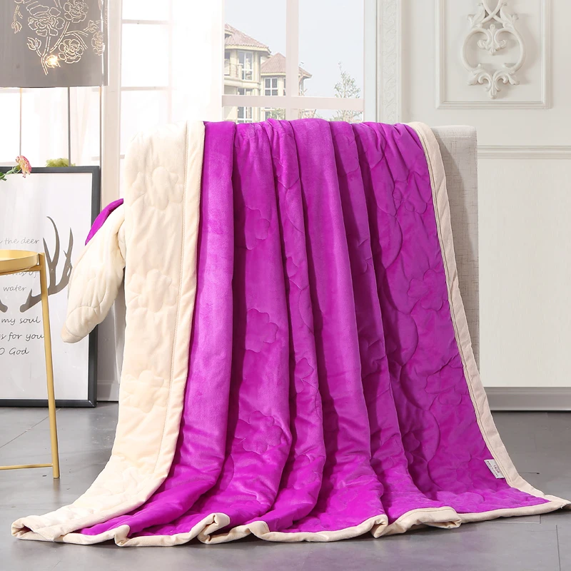 

Fashionable Purple Pure Color 200x230cm Throw Blanket/Fleece Blanket On The Bed Soft Winter Flannel Blanket For Sofa Bedspread