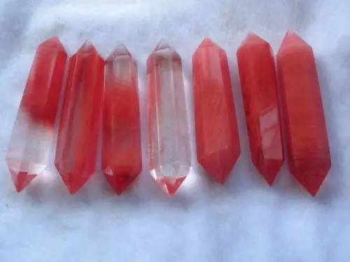 

huij 00504 7 PCS red SMELTING SMELT QUARTZ CRYSTAL DT WAND POINT HEALING Bronze Statue