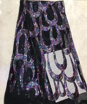 

Purple Gold French Sequins Lace Fabric Women Wedding Dress African Lace Fabric 2019 High Quality Lace African Tulle Lace Fabric