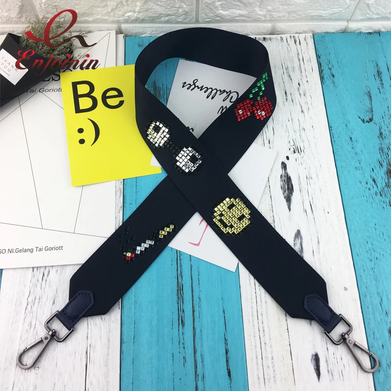 New design personality fashion diamond cartoon pattern smile face canvas shoulder strap bag accessories belt parts 3 | Багаж и сумки