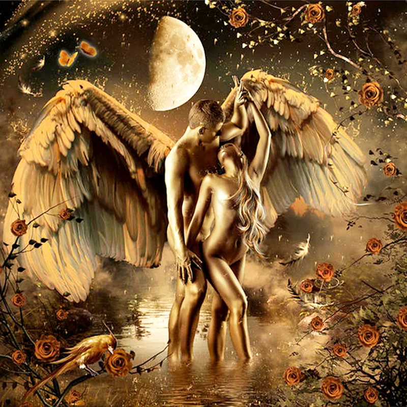 

5D Diy Diamond Painting Couple Kissing Angel Love Full Square Diamond Mosaic Embroidery Cross Stitch Patterns Art Unframed Z3114