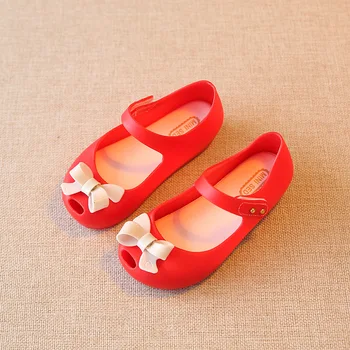 

Retail 2017 new children's sandals girls fashion cute soft bottom bow fish mouth jelly casual shoes size 24-29