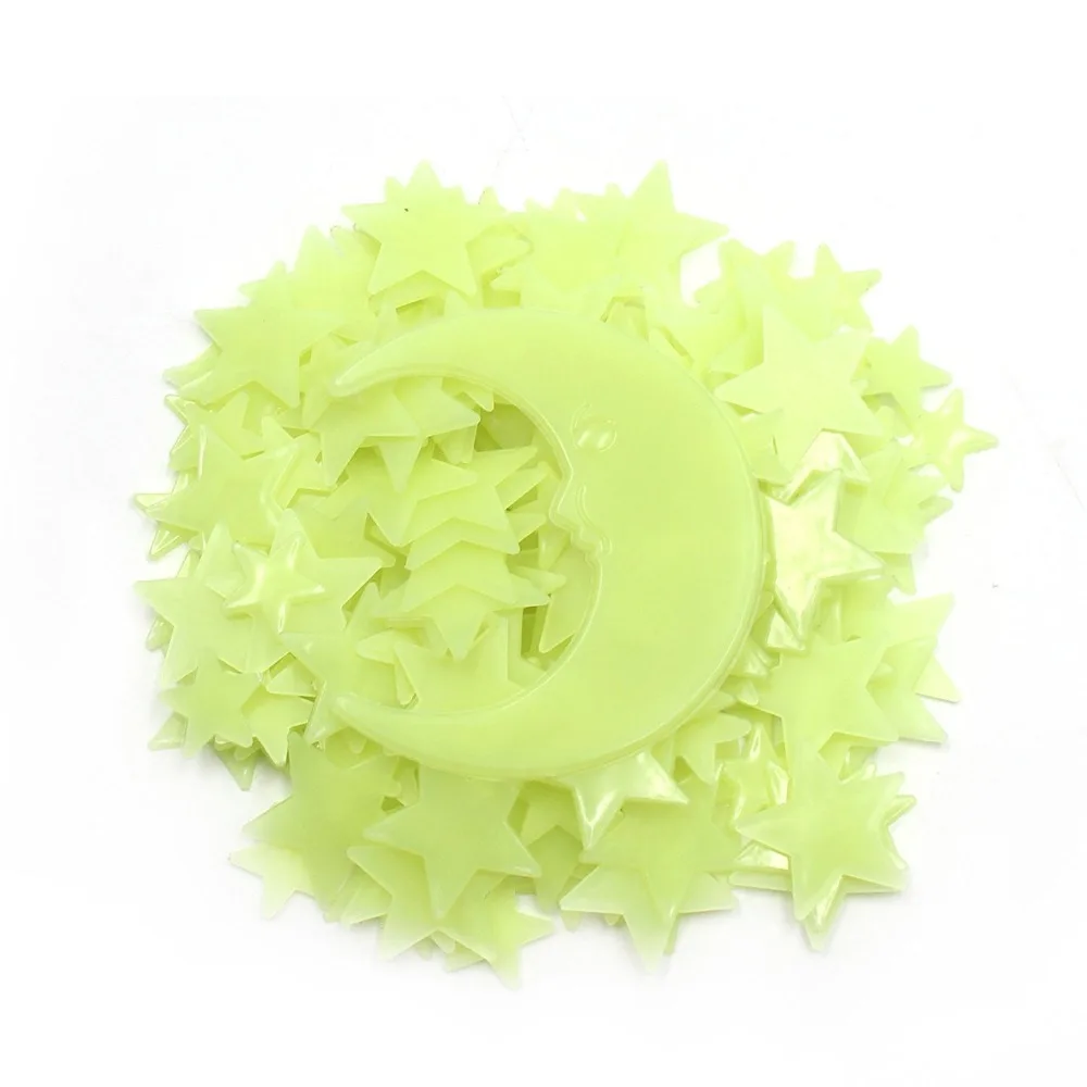 Decorative painting luminous star wall stickers bedroom fluorescent plastic decorative painting stars moon suit