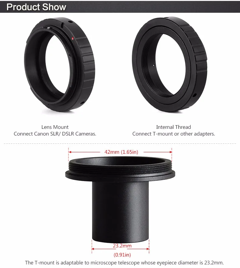 T кольцо для Ca не SLR/DSLR Камера адаптер+ 23,2 мм окуляра Порты микроскоп адаптер