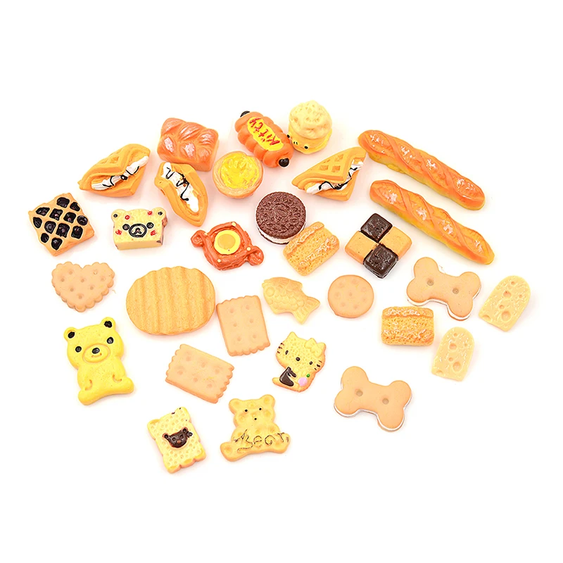 

30Pcs/lot Dolls Miniature Pretend Toy Mini Play Food Cake Biscuit Donuts For Dolls Accessories for Kids Children