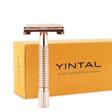 Yintal Мужская Классическая Ручная двухсторонняя бритва с короткими ручками, портативная бритва из розового золота для путешествий#9306 г