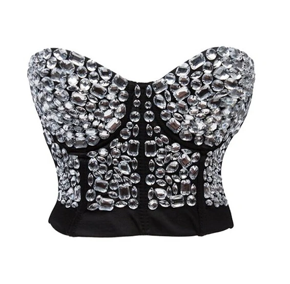 Free shipping Madonna Style Metallic Studs Bustier Bra Corset Topin