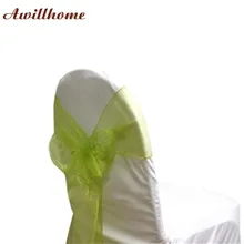 150 шт. свадьба стул украшение кланяется Зеленый Sage зеленая лента из органзы