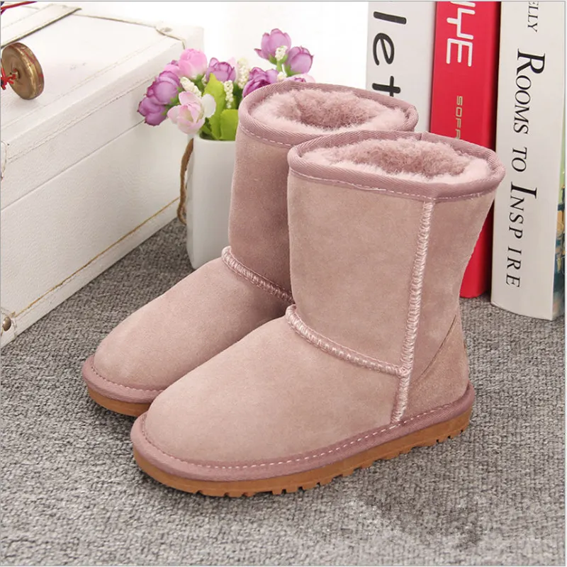 Boys and Girls Australia Style Kids Snow Boots Waterproof Slip-on Children Winter Cow Leather Boots Brand Ivg EU 21-35