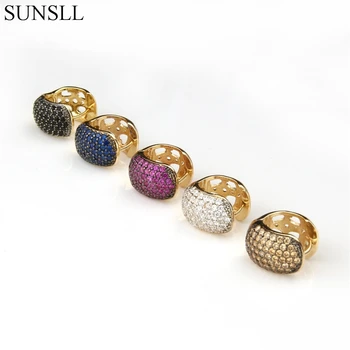 

SUNSLL Golden Color Copper Multicolor Cubic Zirconia Hoop Earrings Women's Party Fashion Jewelry Cobre CZ Brincos
