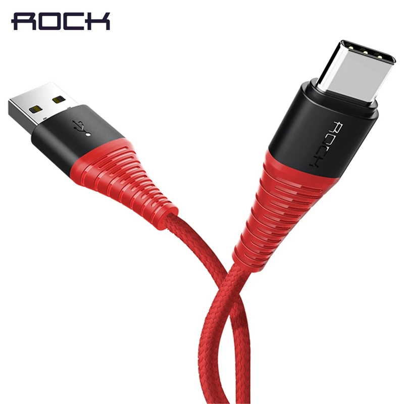 Кабель usb type-C ROCK высокопрочный кабель 5V3A type-c для быстрой зарядки и синхронизации
