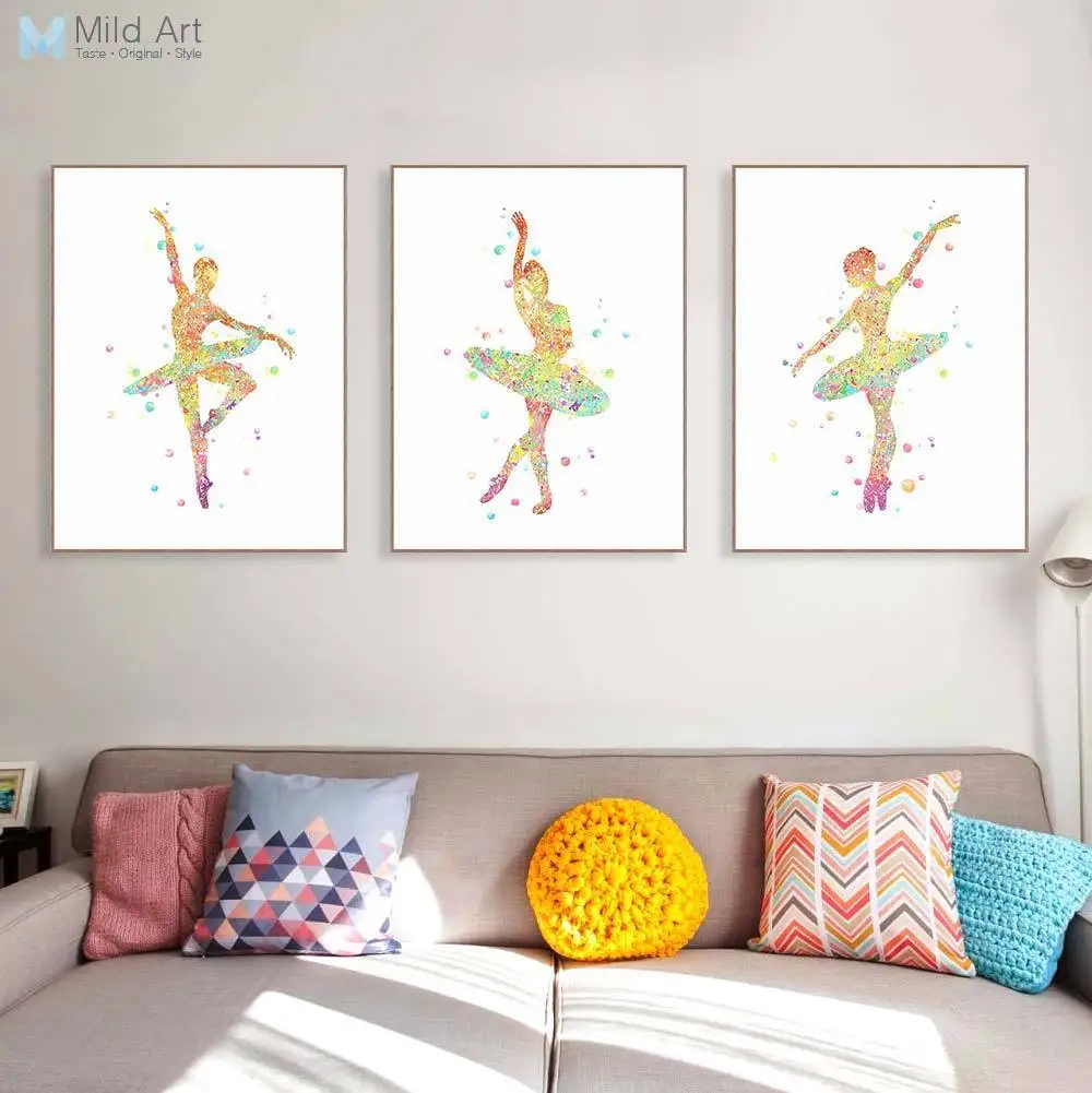 Triptych Modern Black White Abstract Ballet Dance Art Prints Poster