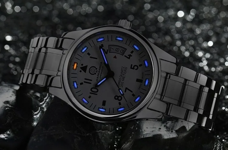 Тритий световой армии водонепроницаемый 200м погружение спорт swissronda кварцевые часы мужчин полный стали муёчины люксовый бренд мода случайные часы