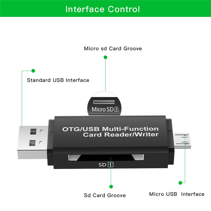 3 в 1 Micro USB кард-ридер Мужской к USB 2,0 Женский OTG адаптер SD/TF кард-ридер для Android телефона ПК ноутбука