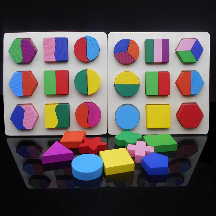 

Baby Montessori Multifunction Puzzle Board Teaching Toy Geometry Shape Learning Classic Wooden Toys Child Educational Gift