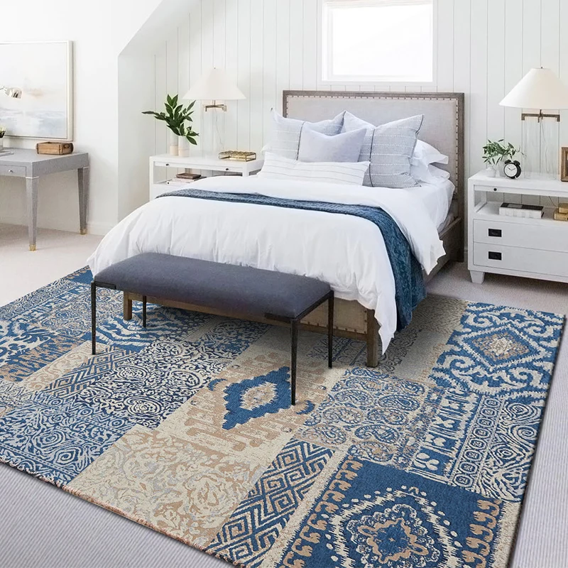 Средиземноморский стиль хлопок смешивание прочный ковер, великолепный узор гостиной ковер, большой размер журнальный столик коврик