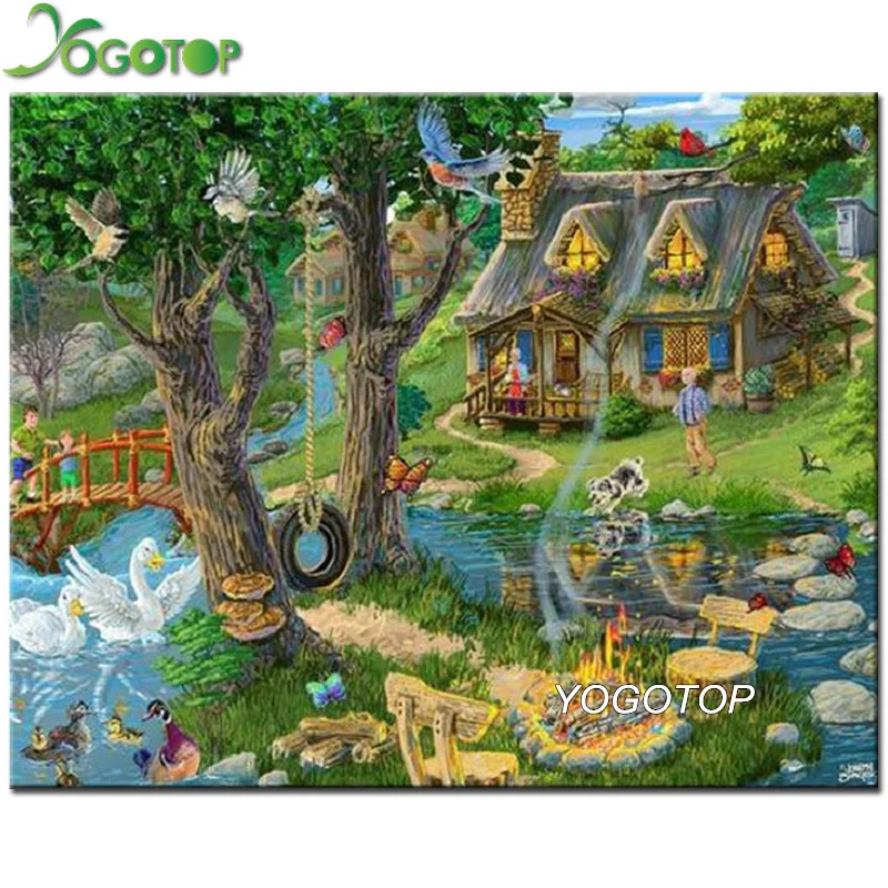 Beste YOGOTOP Diy Diamant Schilderen Borduurpakketten Volledige Diamant Borduurwerk Dier Tuin landschap Diamant Moza iuml;ek Home Decor VD493