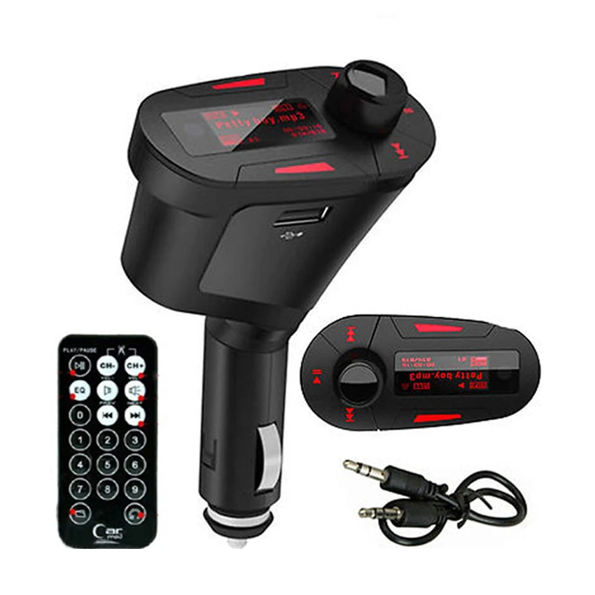 

Hot USB 2.0 Car Charger MP3 Player 12V-24 Car fast Charger LCD Screen Support SD/TF Card Reader with Remote Control Audio Cable
