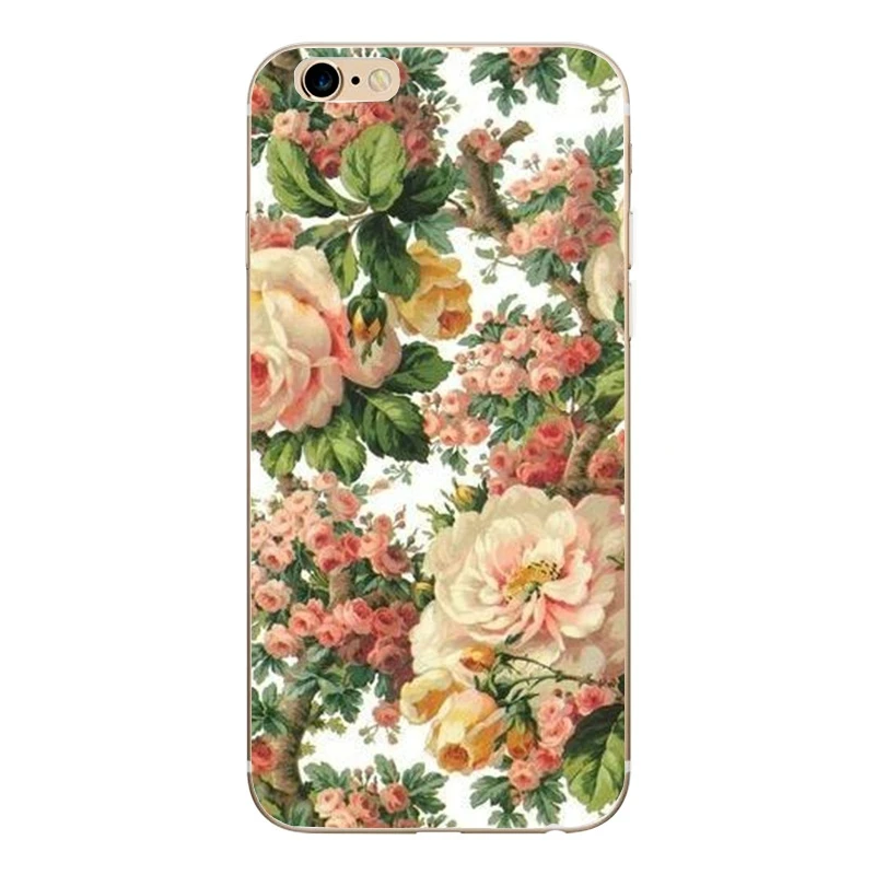Painted Mobile Phone Cover Case for iphone 5 5s se 6 6s Soft Slim TPU Fashion Flowers and cats Phone Cases (3)