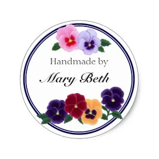 

3.8cm Personalized Pansies Floral Handmade Label
