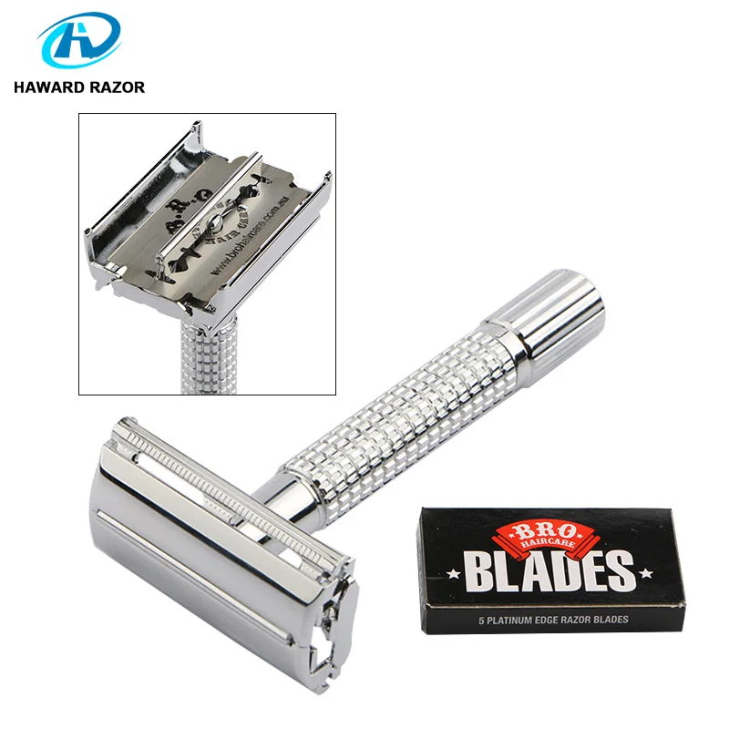 HAWARD Razor Men s Classic Manual Safety Razor Zinc Alloy Double Edge Butterfly Safety Shaver 10 2