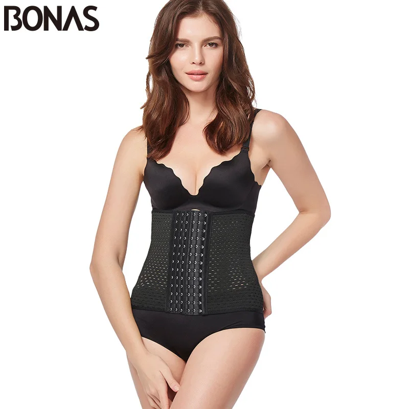 BONAS Body Shaper Slimming Women Breathable Corset Waist Trainer Belt Lady Postpartum Shapewear Shapewear Slim Solid Plus Size
