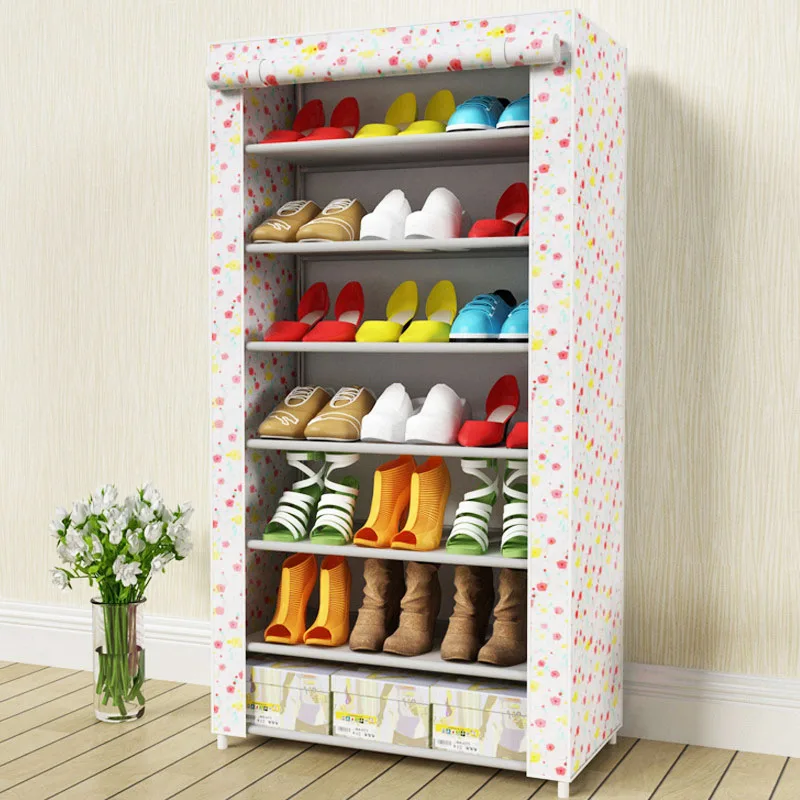 8-Слои 7-сетка обувной шкаф нетканые ткани большой обувной стеллаж Органайзер съемный обувной склад для дома Мебель для гостиной - Цвет: 07c-flower