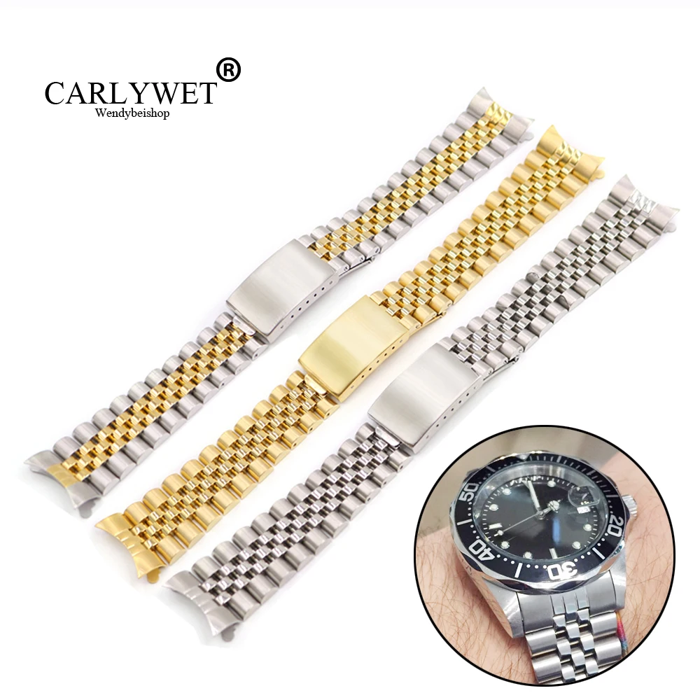 

19 20 22mm Two tone Hollow Curved End Solid Screw Links Replacement Watch Band Old Style VINTAGE Jubilee Bracelet For Datejust