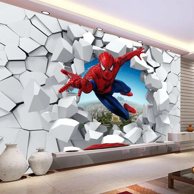 Spiderman behang Custom 3D Foto behang Super hero muurschildering ... Spiderman behang Custom 3D Foto behang Super hero muurschildering ...
