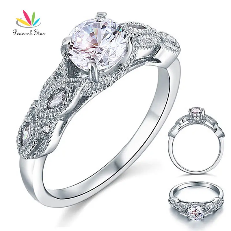 

Peacock Star Vintage Style 1 Ct Solid 925 Sterling Silver Bridal Wedding Engagement Ring CFR8112